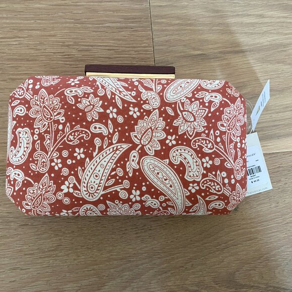 Francesca's Avery Wooden Frame Bandana Clutch NWT - Picture 5 of 11